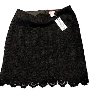 Joe Fresh Black Thick Crochet Like Mini Skirt NWT